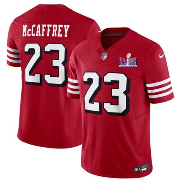 Men & Women & Youth San Francisco 49ers #23 Christian McCaffrey New Red 2024 F.U.S.E. Super Bowl LVIII Patch Vapor Untouchable Limited Jersey